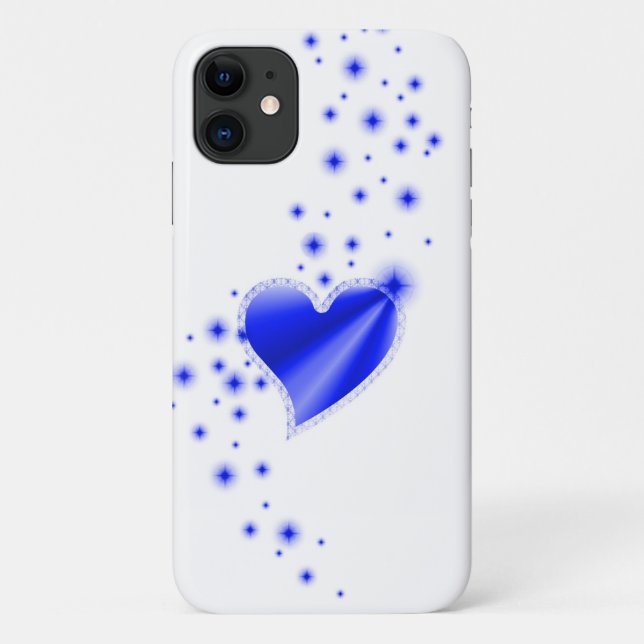 Blaues Regenbogenherz mit Sternen Case-Mate iPhone Hülle (Rückseite)