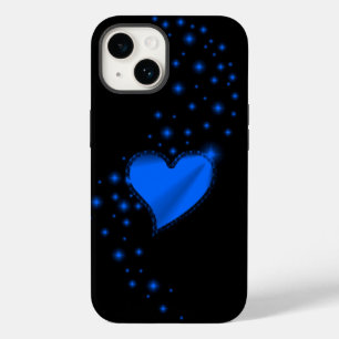 Blaues Regenbogenherz mit Sternen Case-Mate iPhone Hülle