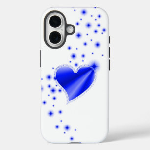 Blaues Regenbogenherz mit Sternen iPhone 16 Hülle