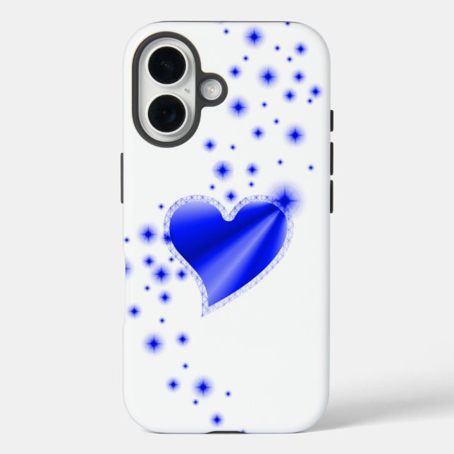 Blaues Regenbogenherz mit Sternen Case-Mate iPhone Hülle (Rückseite)