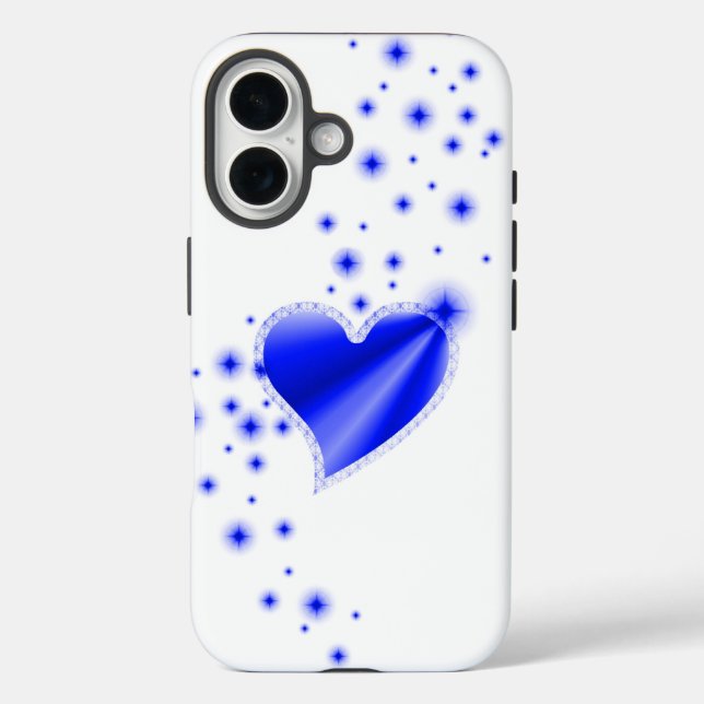 Blaues Regenbogenherz mit Sternen Case-Mate iPhone Hülle (Rückseite)
