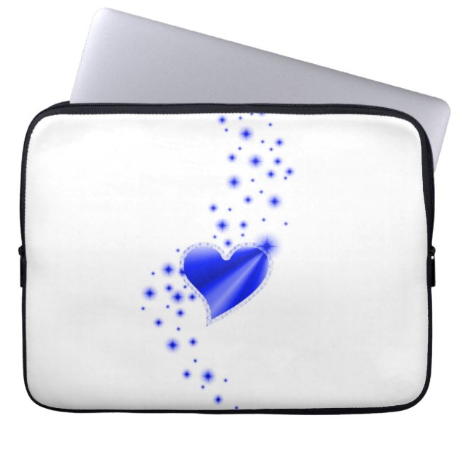 Blaues Regenbogenherz mit Sternen Laptopschutzhülle (Vorderseite)