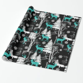 Blaues Ren im Holz-Feiertags-Packpapier Geschenkpapier