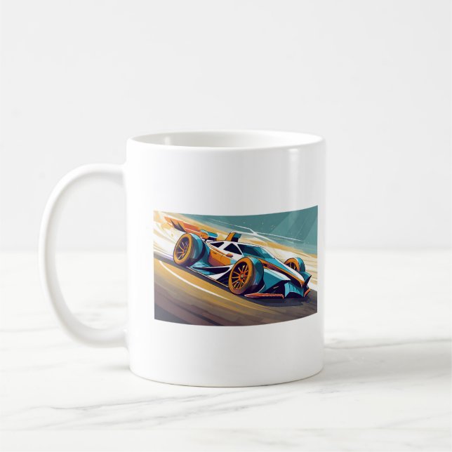 Blaues Rennfahrzeug Kaffeetasse (Links)