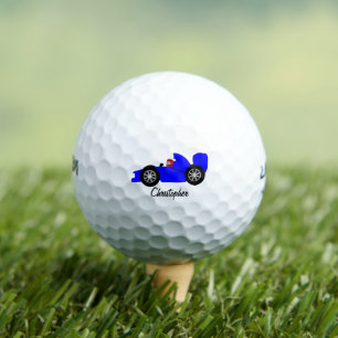 Blaues Rennwagen Personalisiert Golfball