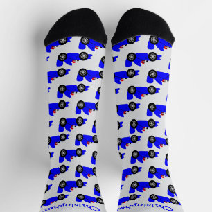Blaues Rennwagendesign Personalisiert Socken