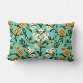 Blaues Retro-Boho Vintages Blumenmuster Kissen