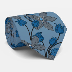 Blaues Retro-ethnisches elegantes Blumenmuster Krawatte
