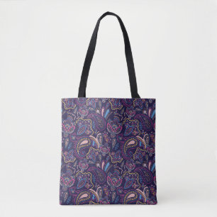 Blaues retro-ethnisches Vintage-Paisley-Blumenmust