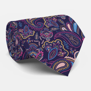 Blaues retro-ethnisches vintage-Paisley-Blumenmust Krawatte