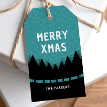 Blaues Retro-Frohe Weihnachten mit Kiefern und Sch