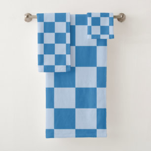 Blaues Retro-Karo Badhandtuch Set