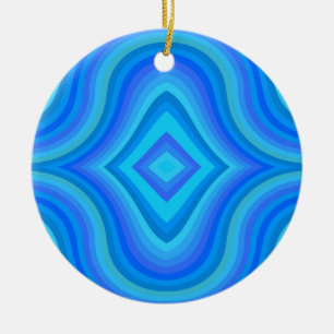 Blaues Retro-Muster Keramik Ornament