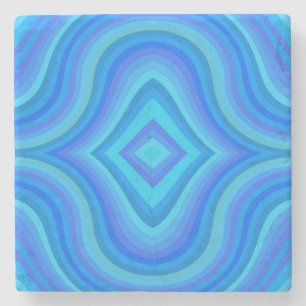 Blaues Retro-Muster Steinuntersetzer