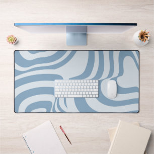 Blaues Retro-Swirl Groovy Y2K-Muster Schreibtischunterlage