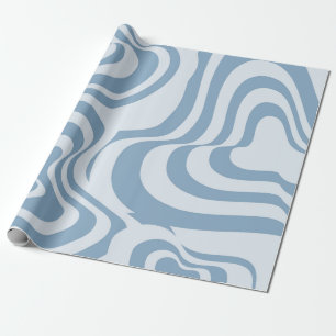 Blaues Retro-Swirle Groovy Y2K-Muster Geschenkpapier