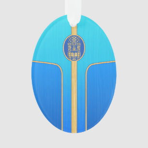 Blaues Retro Tiki Surfbrett Ornament