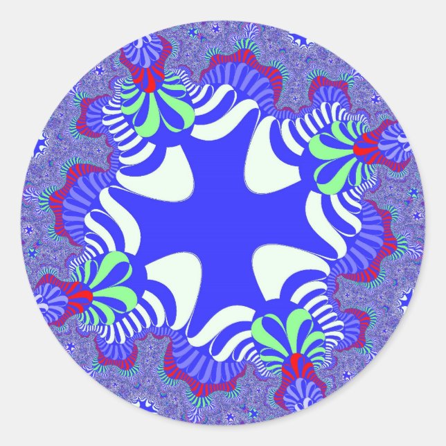 Blaues Retrokreuz Runder Aufkleber (Vorderseite)