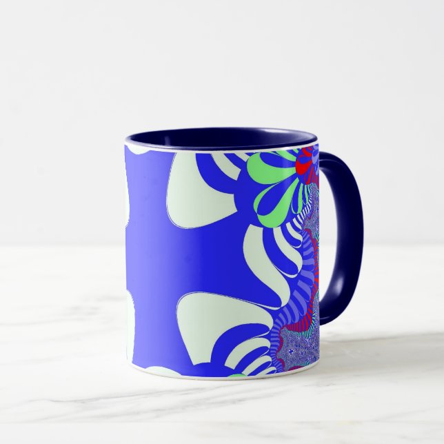 Blaues Retrokreuz Tasse (VorderseiteRechts)