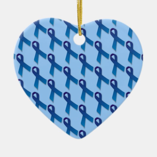 Blaues Ribbons-Muster Keramik Ornament (Vorne)