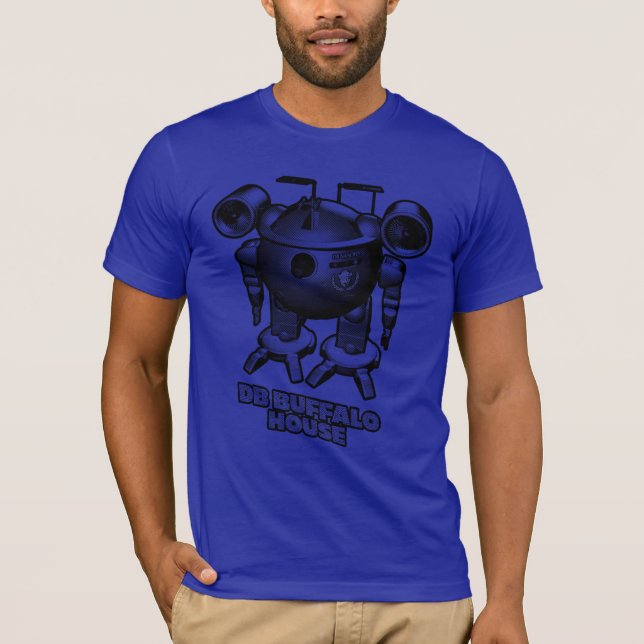 Blaues Roboter-Shirt T-Shirt (Vorderseite)