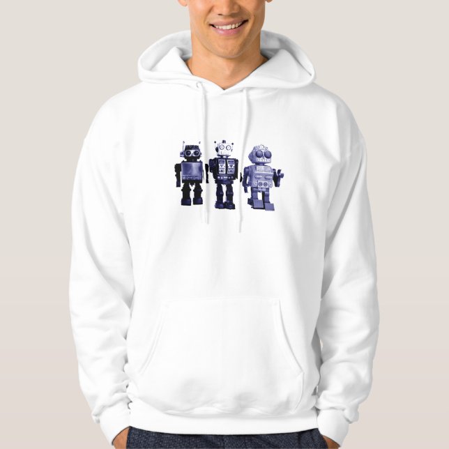 blaues Roboter-Sweatshirt Hoodie (Vorderseite)