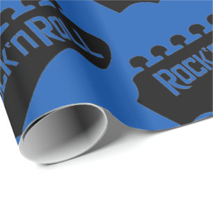 Blaues Rock-and-Rollgitarren-Muster Geschenkpapier