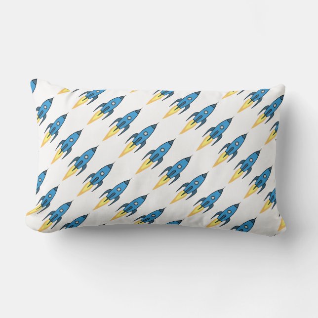 Blaues Rocket-Schiffs-Weltraum scherzt Jungen des Lendenkissen (Vorderseite)