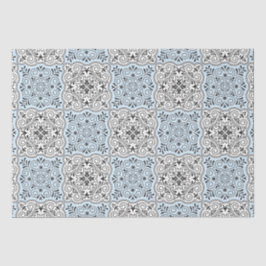 Blaues Rokoko-Muster blühen Seidenpapier