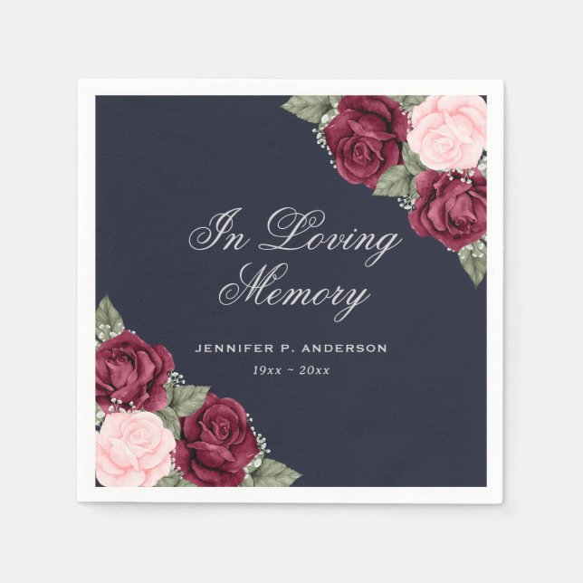 Blaues Rosa-Rosa-Beerdigungsdenkmal Serviette (Vorderseite)