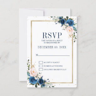 Blaues Rosa Rose Boho Geometric Wedding RSVP Karte