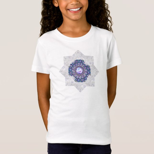 Blaues Rosass und Schneeflocken T-Shirt (Vorderseite)