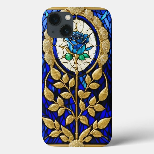 Blaues Rose-Design aus festem Glas Case-Mate iPhone Hülle (Rückseite)