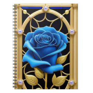 Blaues Rose-Design aus festem Glas Notizblock