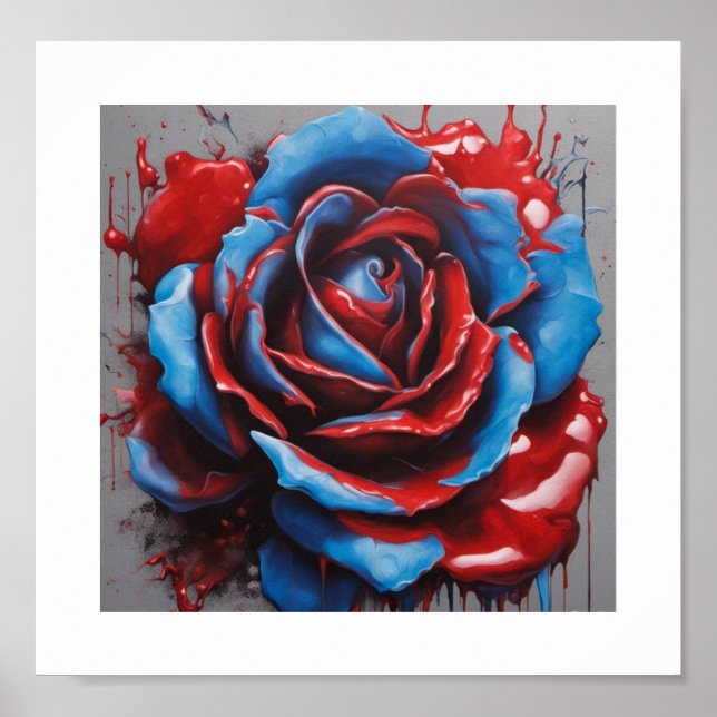 Blaues Rose-Poster Poster (Vorne)