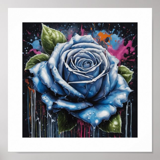 Blaues Rose-Poster Poster (Vorne)