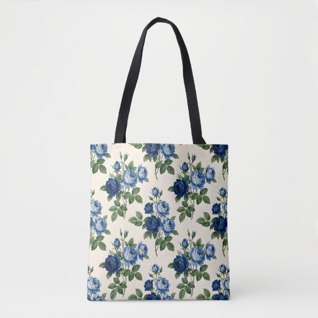 Blaues Rosen-Blumenmuster (Vorderseite)
