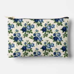 Blaues Rosen-Blumenmuster Zubehörtasche