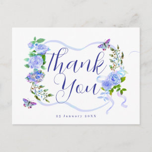 Blaues Rosenband Danke Postkarte