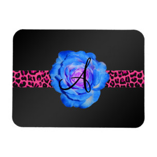 Blaues Rosenmonogramm Magnet