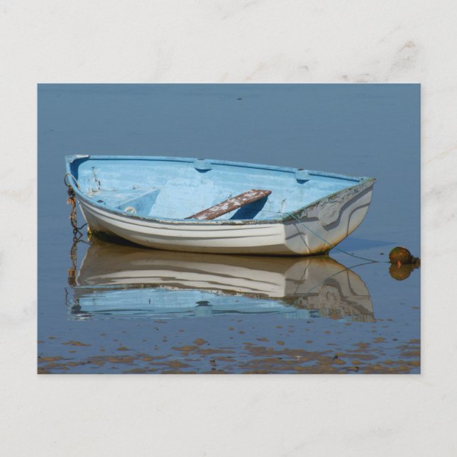 Blaues Ruderboot Postkarte (Vorderseite)