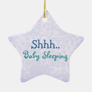 Blaues ruhiges Babyschlafentürzeichen Keramikornament
