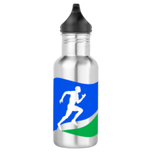 Blaues Runner-Logo Edelstahlflasche