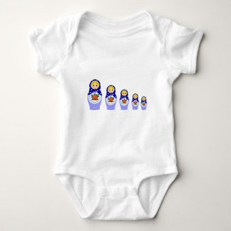 Blaues russisches Matryoshka-Nistpuppen Baby-Shirt Baby Strampler