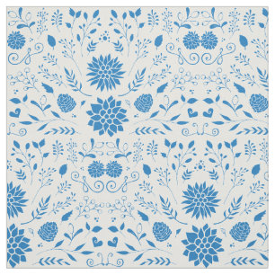 Blaues Rustikales Blumenmuster Stoff