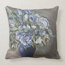 Blaues rustikales dekoratives mit Blumenkissen Kissen