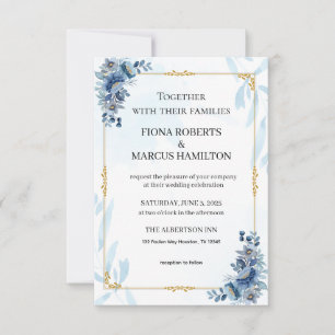 Blaues Rustikales Flora Elegant Save the Date