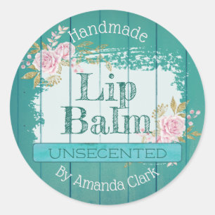 Blaues Rustikales Holz Roses Lip Balm Labels Runder Aufkleber