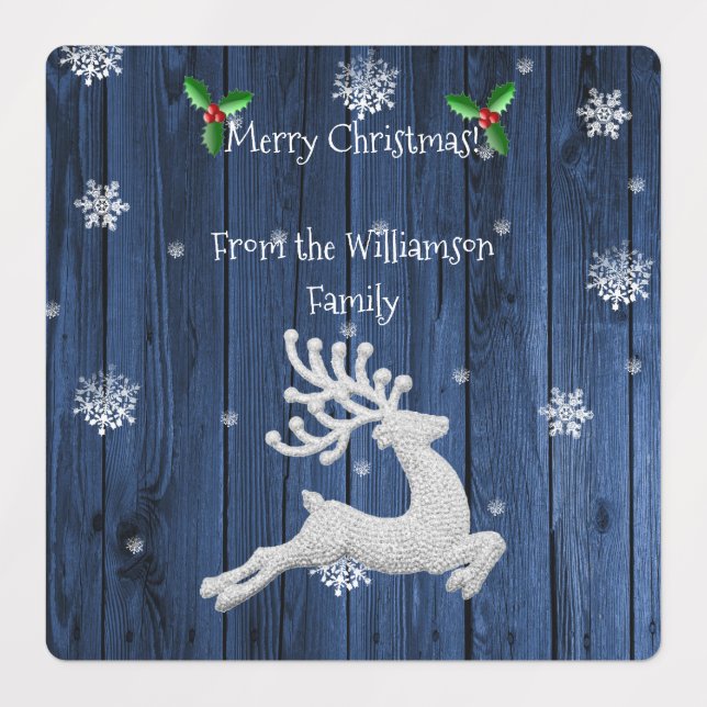 Blaues Rustikales Weihnachtsgebäck Etiketten (Design 3)