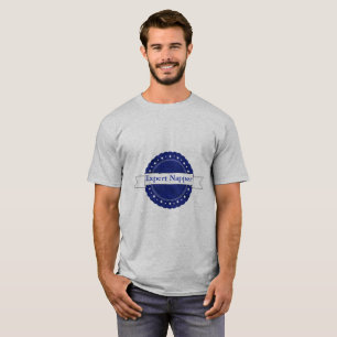 Blaues sachverständiges Napper-Abzeichen T-Shirt